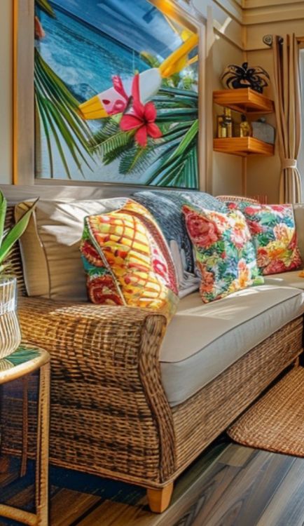 Tour this sunset cottage tiny home on the beachfront. The interior is ...